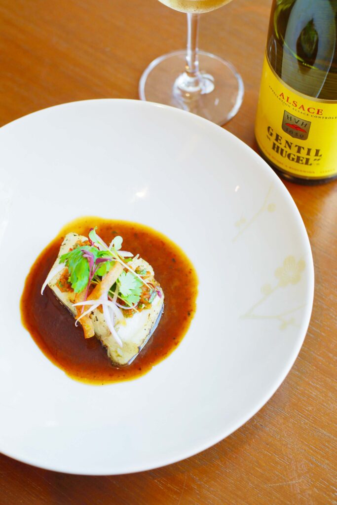 Smoked Halibut with Black Pepper Chili Garlic Sauce