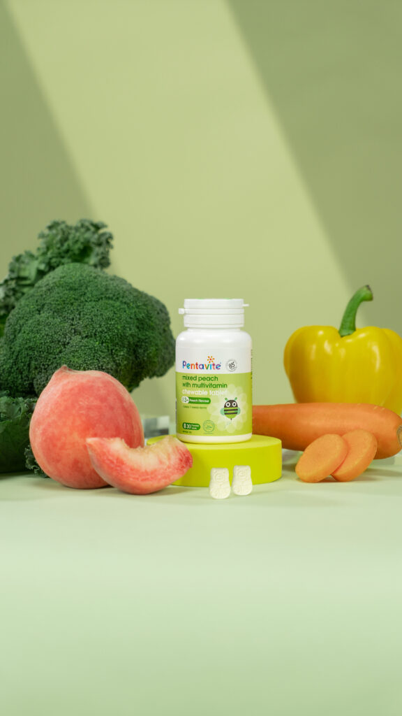 pentavite, children’s nutrition supplements, kids multivitamin Malaysia, immune support for children, children’s health supplements, multivitamin for picky eaters, kids daily vitamins chewable colostrum for kids,